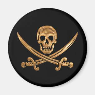 Gold Jolly Roger Magnet