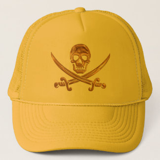 Gold Jolly Roger Trucker Hat