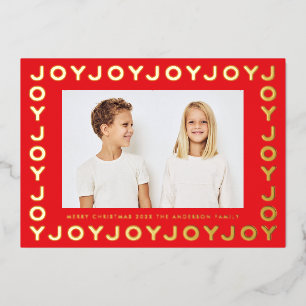 Gold JOY JOY JOY Christmas Photo RED Frame