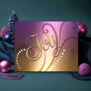 Gold Joy Lavender Purple Holiday Card