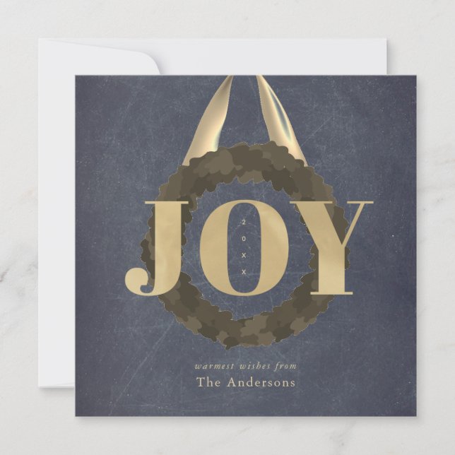 Gold JOY Wreath Chalkboard Christmas Holiday (Front)