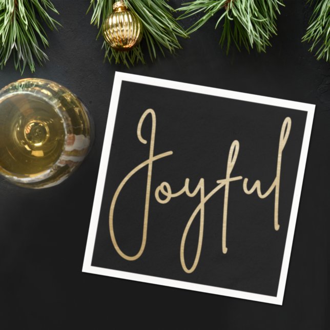 Gold JOYFUL on Black Christmas Napkin (Creator Uploaded)
