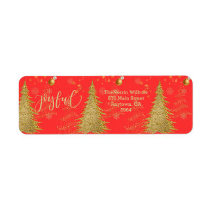 Gold JOYFUL on Red Christmas