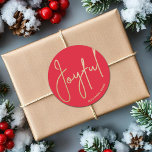 Gold JOYFUL on Red Christmas Classic Round Sticker<br><div class="desc">Joyful in an elegant gold script on red,  these 3" stickers are stylish for any Christmas holiday party or occasion. MATCHING items in our collection.</div>
