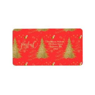 Gold JOYFUL on Red Christmas Label