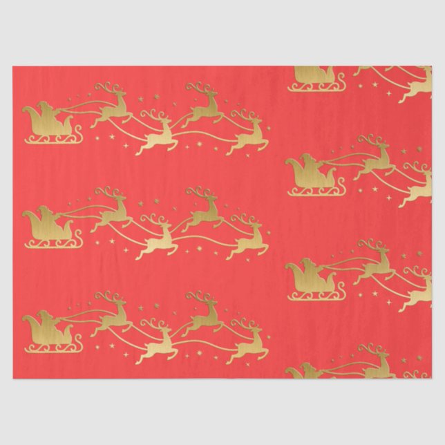 Gold JOYFUL on Red Christmas Tissue Paper (Front)