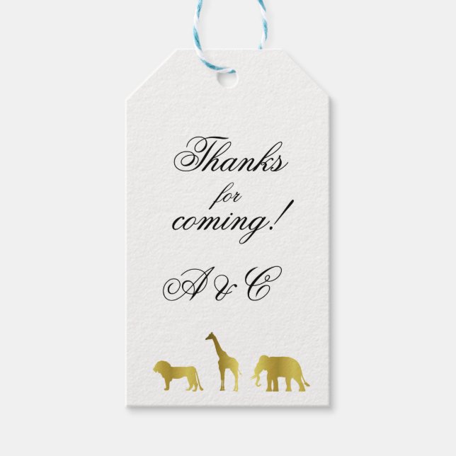Gold Jungle Animals Gift Tags (Front)