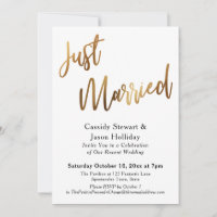 Gold Just Married Bokeh Black Back Reception