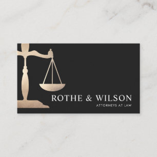 Gold Justice Scale Attorney Black Business Card