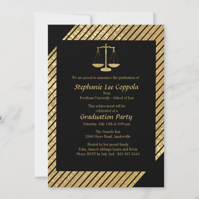 Gold Justice Scale Invitation (Front)