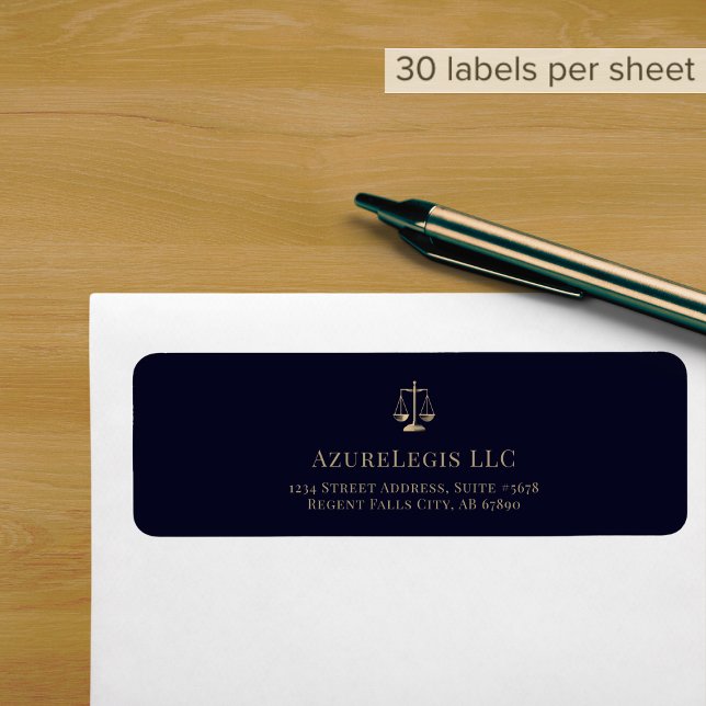 Gold Justice Scale Navy Legal Address Label (Creator Uploaded)