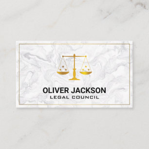 Gold Justice Scales Marble Business Card