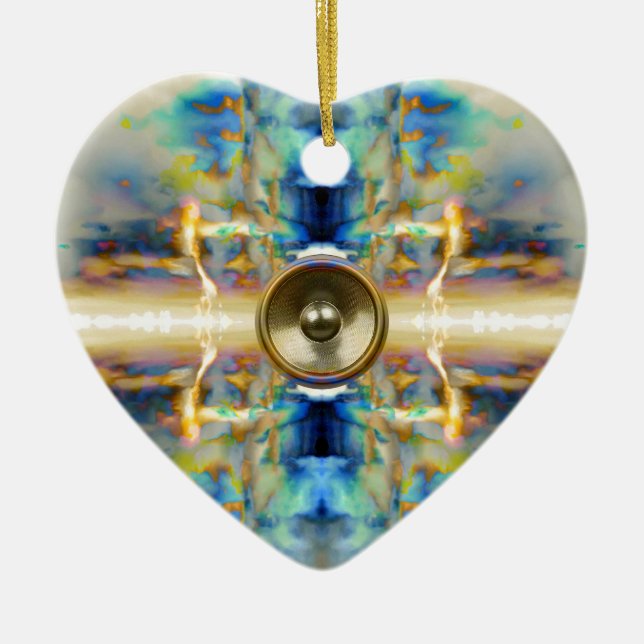 Gold kaleidoscope music speaker ceramic tree decoration (Front)