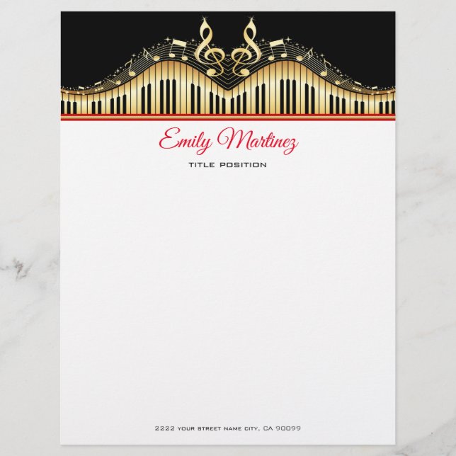 Gold Keyboard Custom Letterhead (Front)