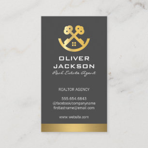 Gold Keys and Home Logo Real Estate Business Card