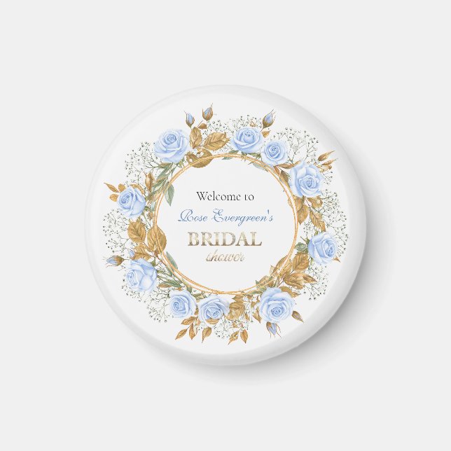 Gold-Kissed Blue Rose Bridal Magnet (Front)