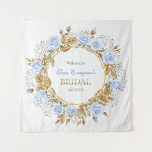 Gold-Kissed Blue Rose Bridal Tapestry