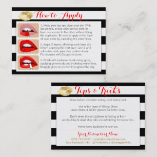 Gold Kisses on Black and White - Apply & Tips Card