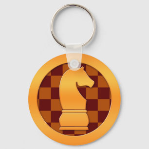Gold Knight Chess Piece Key Ring