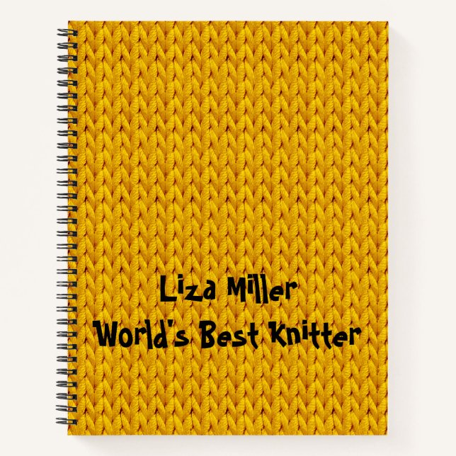 Gold Knitted Texture Spiral Notebook (Front)