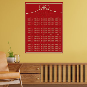 Gold Knot Double Happiness 囍 Wedding Seating Chart