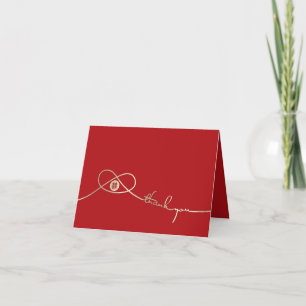 Gold Knot Union Double Happiness 囍 Chinese Wedding Thank You Card