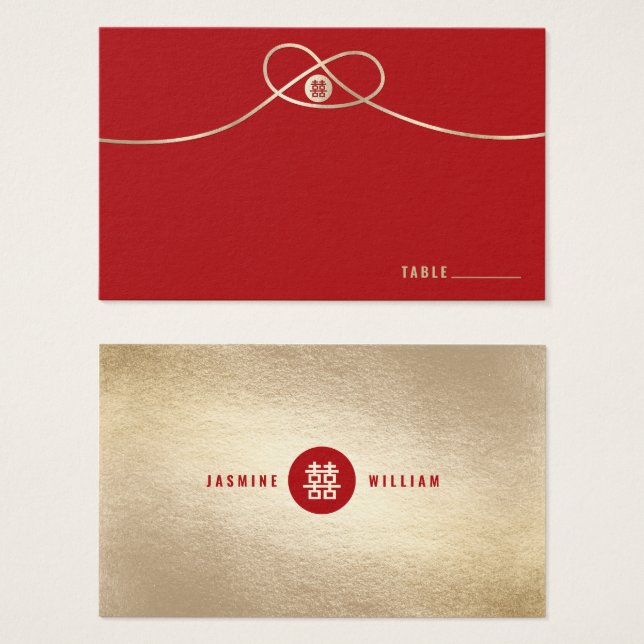 Gold Knot Union Double Happiness Chinese Wedding (Front & Back)