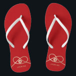 Gold Knot Union Double Happiness Chinese Wedding Jandals<br><div class="desc">Modern minimalist double happiness knot of union, love and marriage in red and gold. The double happiness is a classic and auspicious symbol used in all chinese, oriental and asian weddings. Designed by fat*fa*tin. Easy to customise with your own text, photo or image. For custom requests, please contact fat*fa*tin directly....</div>