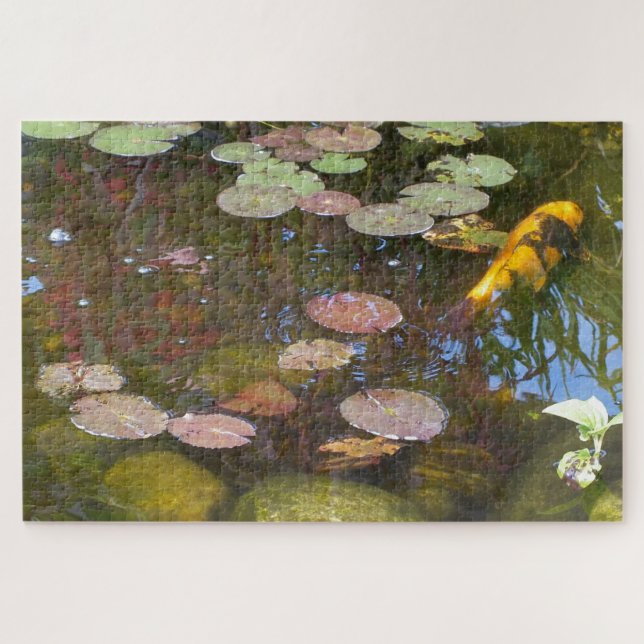 Gold Koi in Lily pond Jigsaw Puzzle (Horizontal)