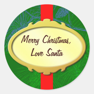 Gold Label Red Ribbon Custom Holiday Stickers