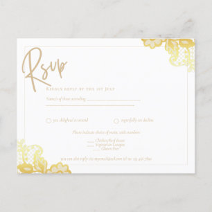 GOLD LACE Budget All-in1 Wedding IINVITE RSVP Postcard