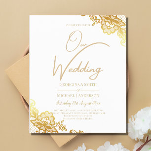 GOLD LACE Budget All-in1 Wedding IINVITE RSVP QRcd Flyer