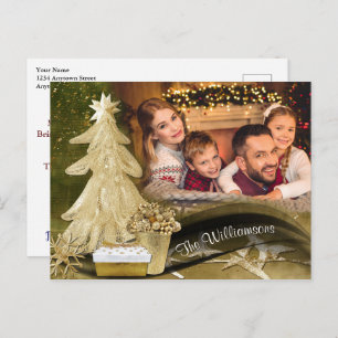Gold Lace Christmas Tree Christmas Photo Postcard