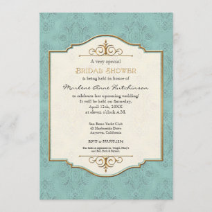 Gold & Lace Classic Formal Elegant Bridal Shower Invitation
