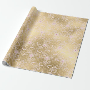 GOLD LACE ELEGANT BIRTHDAY WEDDING WRAP WRAPPING PAPER