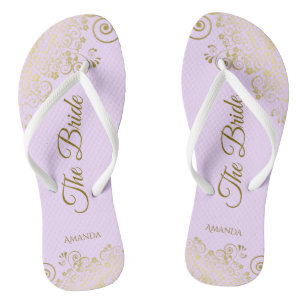 Gold Lace Elegant Lilac Purple Bridesmaid Wedding Jandals