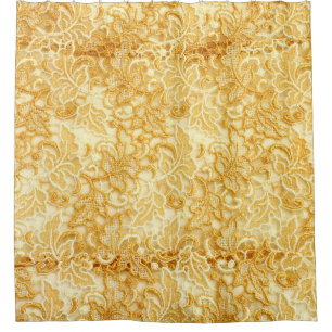 Gold lace fabric detail, cloth. shower curtain