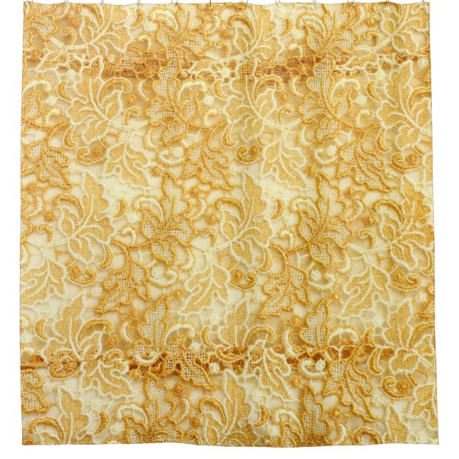 Gold lace fabric detail, cloth. shower curtain (Front)