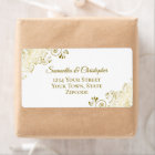 Gold Lace Frills on White Elegant Wedding Address