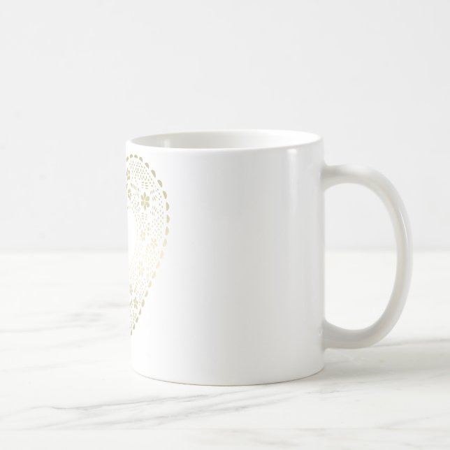 Gold Lace Heart Coffee Mug (Right)