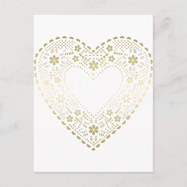 Gold Lace Heart Postcard (Front)