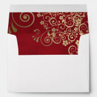 Gold Lace Marbled Red Inside Flap Elegant Wedding