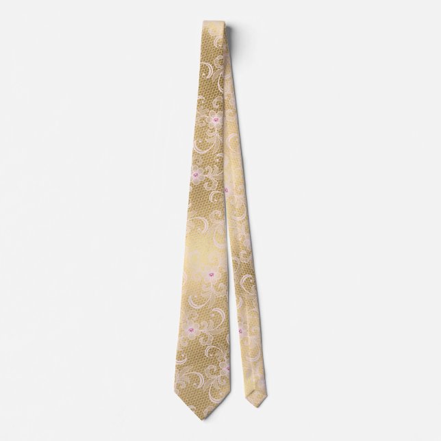 Gold lace men’s tie elegant (Front)