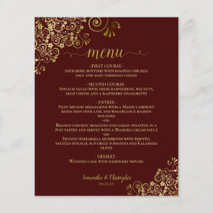 Gold Lace on Auburn Brown Budget Wedding Menu
