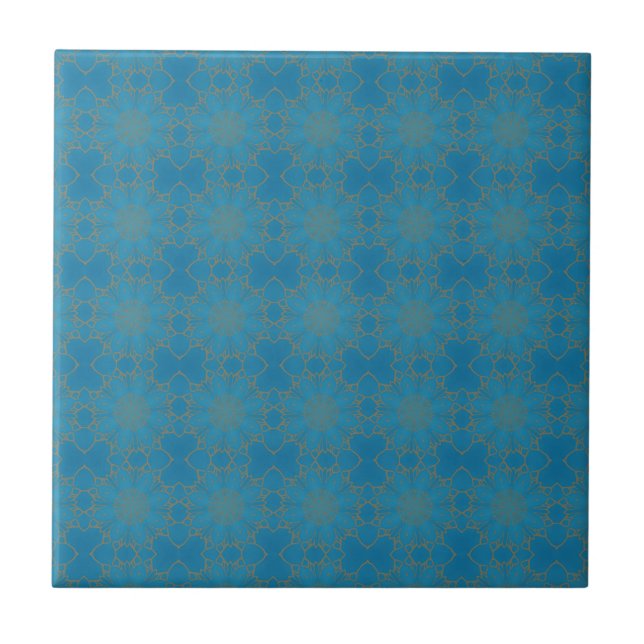 Gold Lace on Blue Tile (Front)
