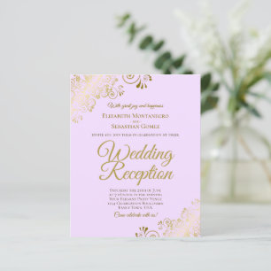 Gold Lace on Lilac Wedding Reception BUDGET Invite