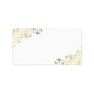 Gold Lace on White Elegant Blank Wedding Address Label