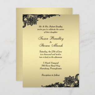 Gold Lace Wedding Invitation