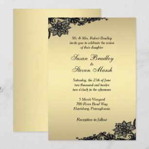 Gold Lace Wedding Invitation