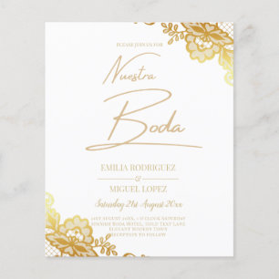 Gold Lace White Wedding Invitation Classic Elegant
